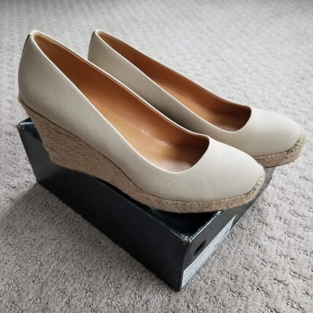 J. Crew Flax Color (Beige) Espadrille Wedges Shoes, Size 8, New in Box!